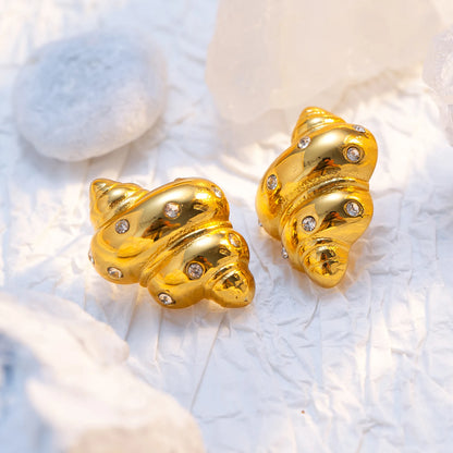 Aquarly Rhinestone Conch Earrings
