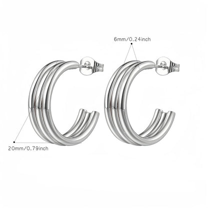 Aquarly Triple Wave Hoops