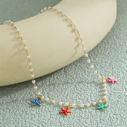 Aquarly Pearl Starfish Necklace