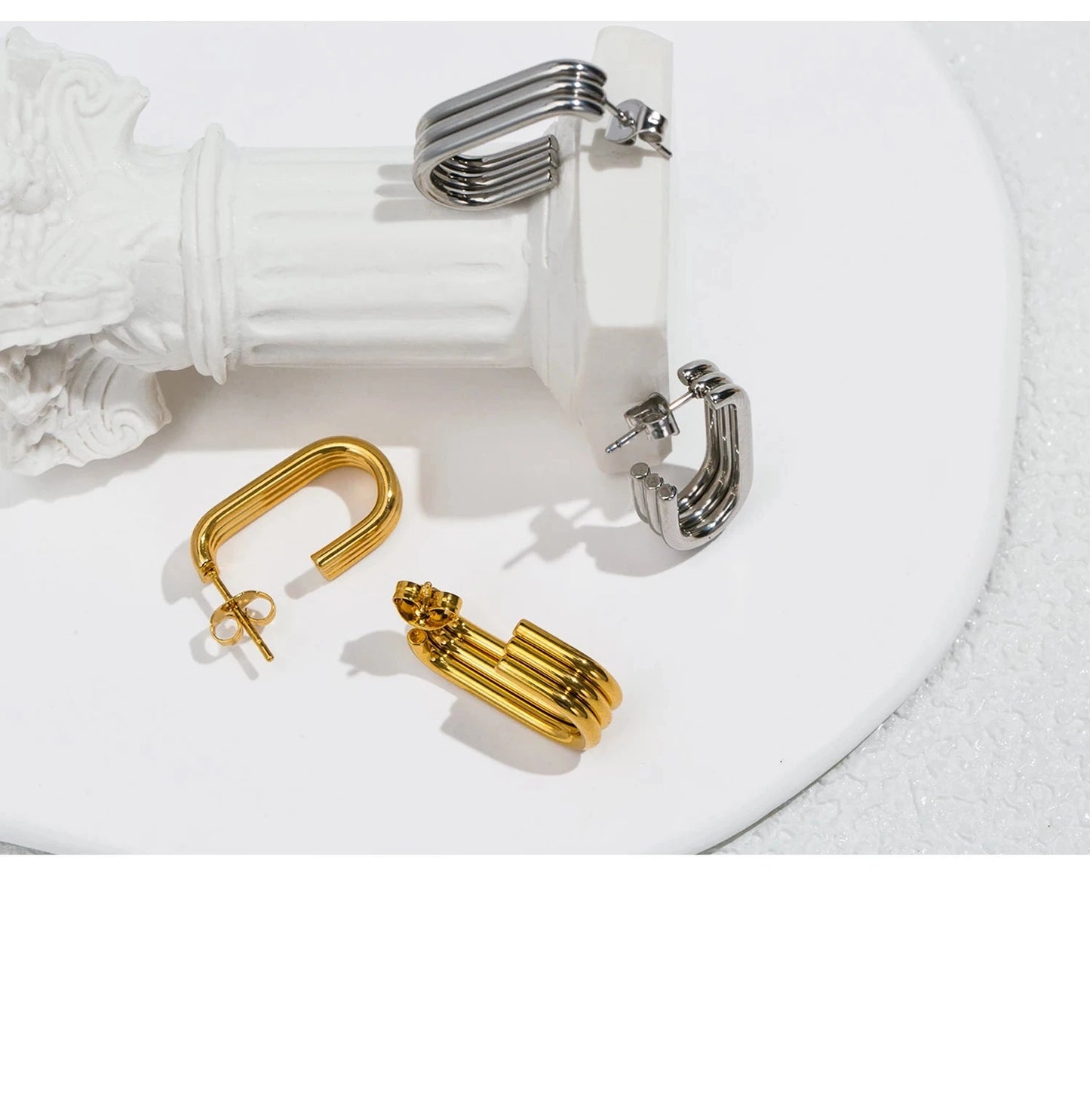 Aquarly Triple Wave Hoops