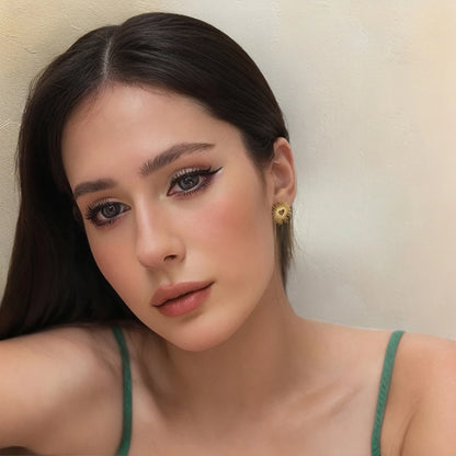 Aquarly Floral Heart Studs