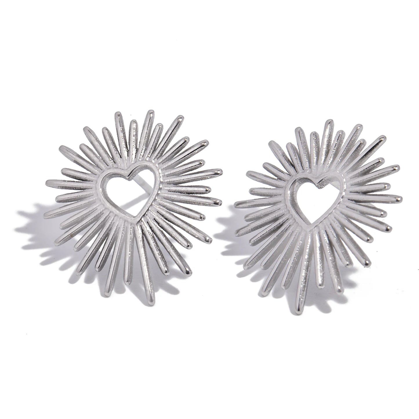 Aquarly Floral Heart Studs