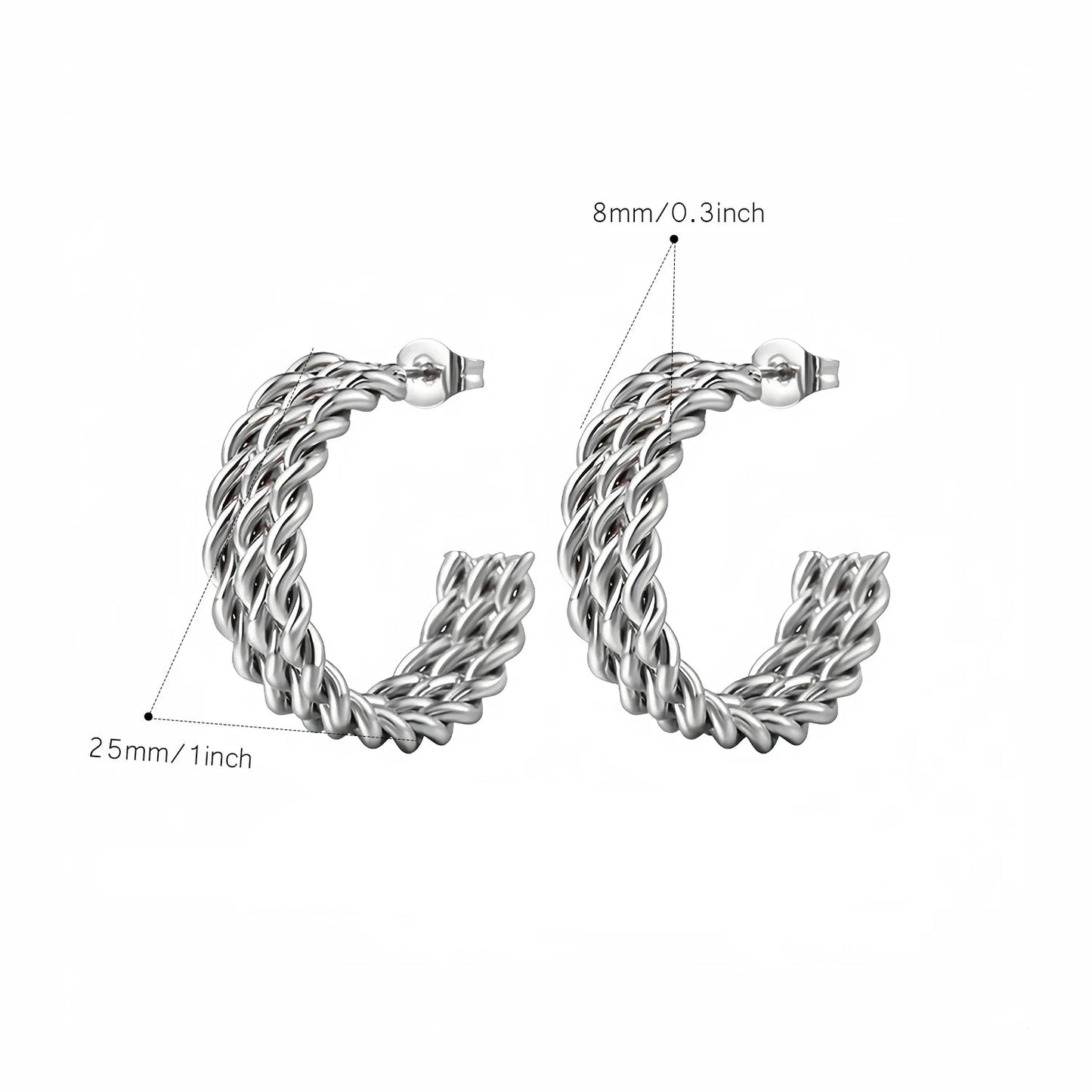 Aquarly Triple Wave Hoops