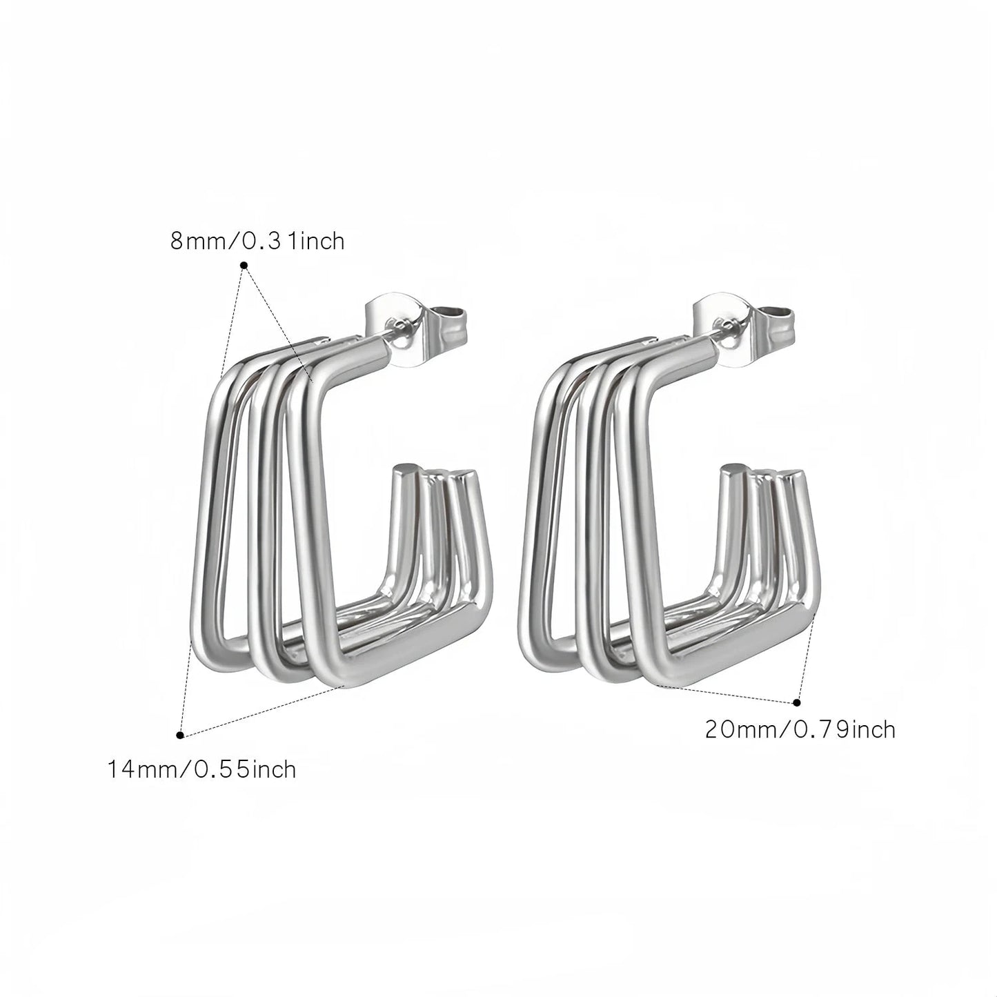 Aquarly Triple Wave Hoops