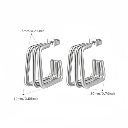 Aquarly Triple Wave Hoops