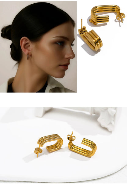 Aquarly Triple Wave Hoops