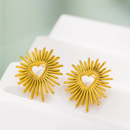 Aquarly Floral Heart Studs