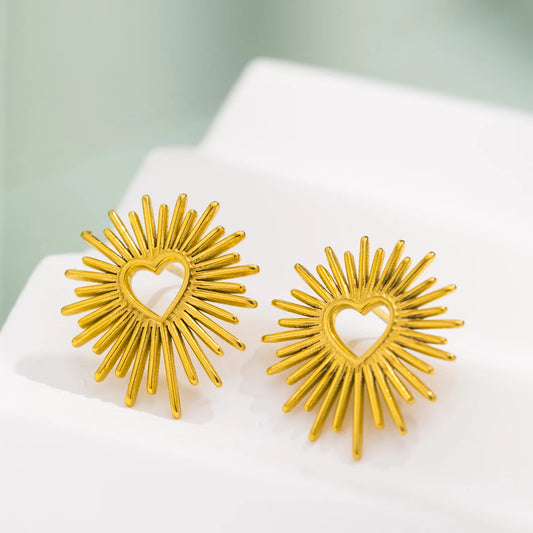 Aquarly Floral Heart Studs