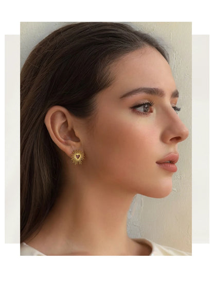 Aquarly Floral Heart Studs