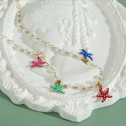 Aquarly Pearl Starfish Necklace