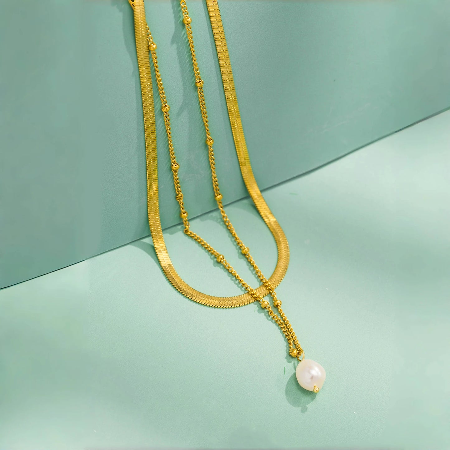 Aquarly Double Pearl Necklace