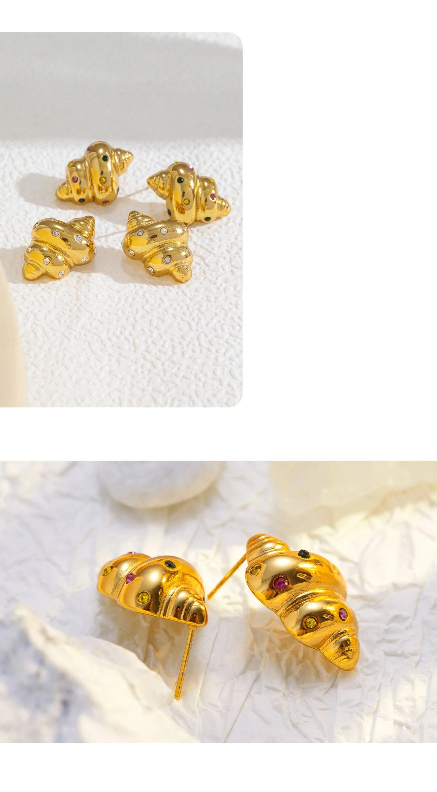 Aquarly Rhinestone Conch Earrings