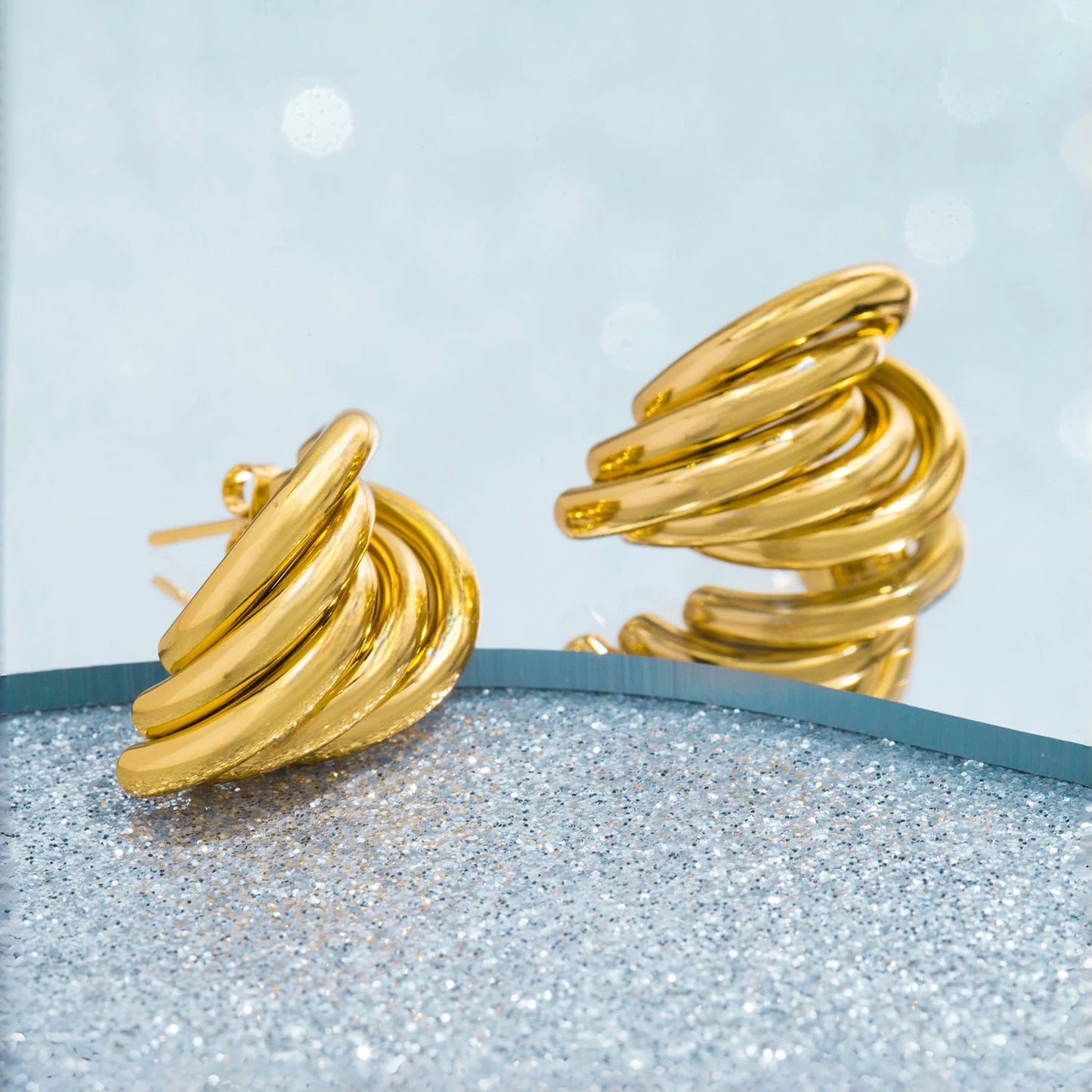 Aquarly Golden Wave Hoops
