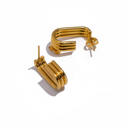 Aquarly Triple Wave Hoops