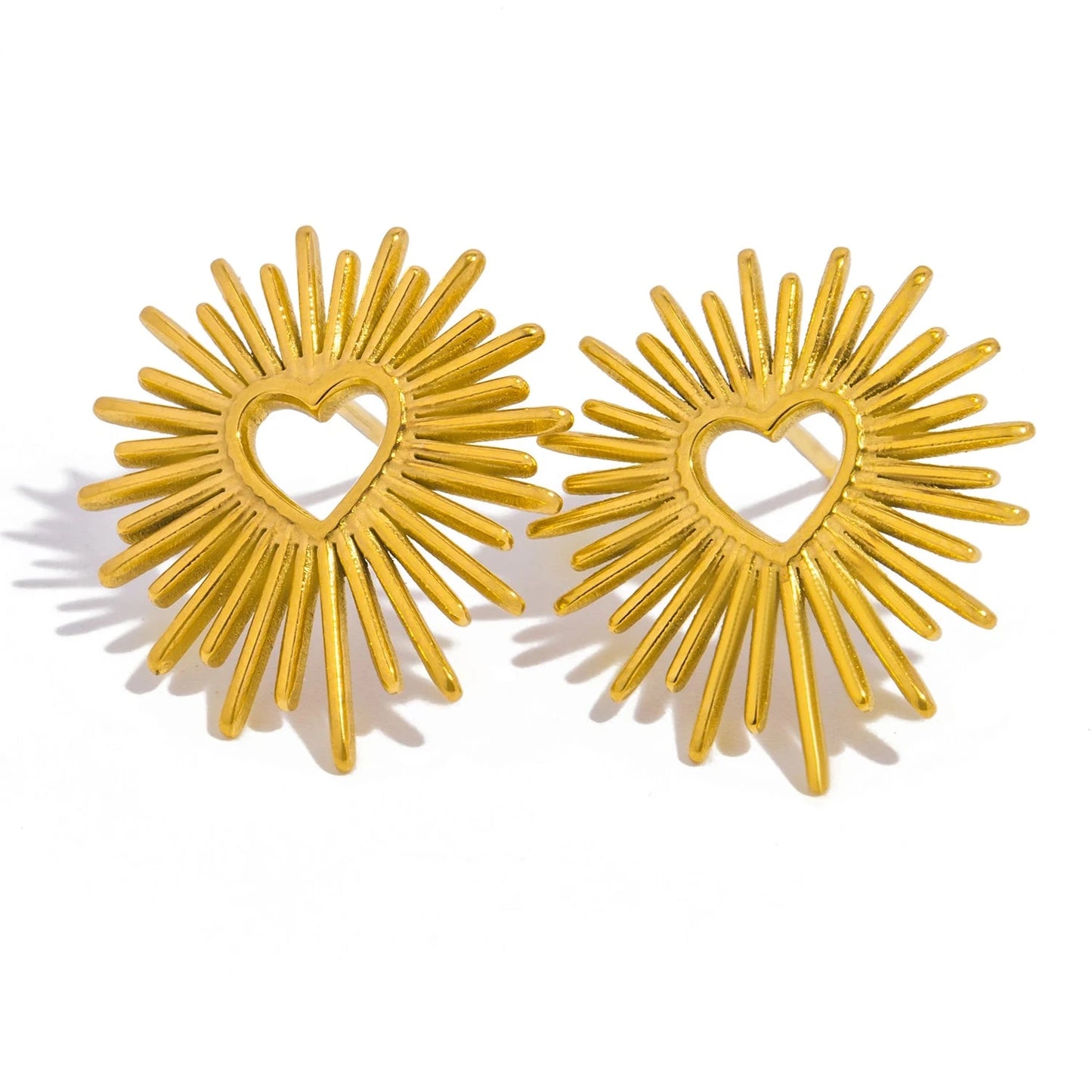 Aquarly Floral Heart Studs